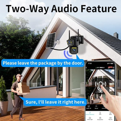 Security Cameras Outdoor WiFi,5G/2.4G Cameras for Home Security Solar Power with Dual Lens,Motion Detection,Night Vision,2-Way Audio,Weather Proof,No Subscription Fee