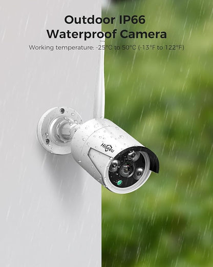Hiseeu [24/7 Recording] Home Security Camera System, No Subscription, 4K NVR with 3MP Corded Plug-in Powered Outdoor Bullet Cameras, 2.4G/5G Wireless WiFi Connection, 1TB HDD, Night Vision, IP65