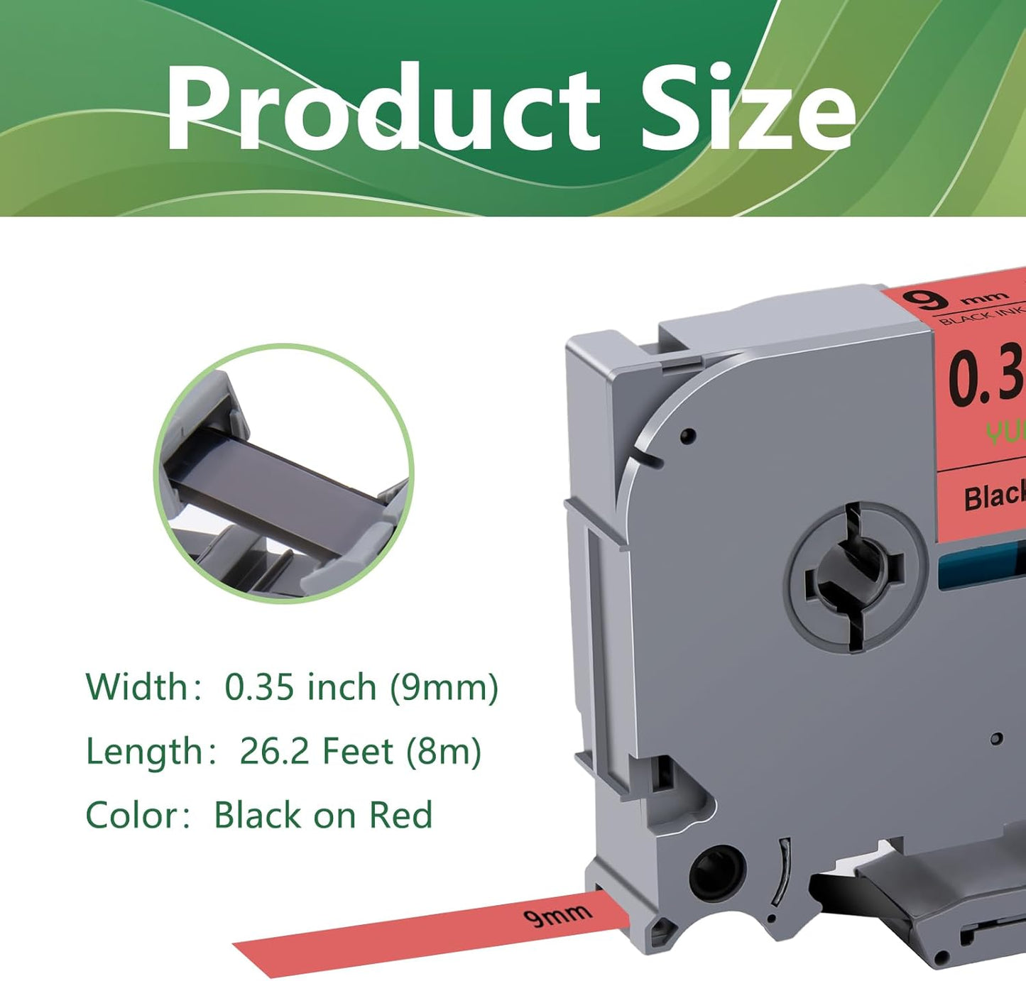 TZe-421 TZe 9mm Red TZ Tape Compatible with Brother PTouch TZ-421 TZe421 TZ421 Label Tape 9mm 0.35 Laminated Black on Red Label Maker Tape for PT D210 D200 H110 1880, 3-Pack