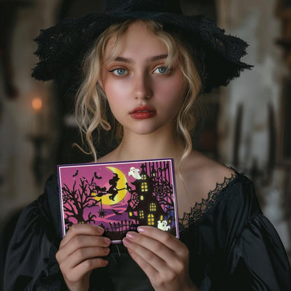 GLOBLELAND Halloween Haunted House Cutting Dies for Card Making Witch Cat Ghost Bat Cut Die for DIY Scrapbooking Journal Embossing Paper Craft Decor