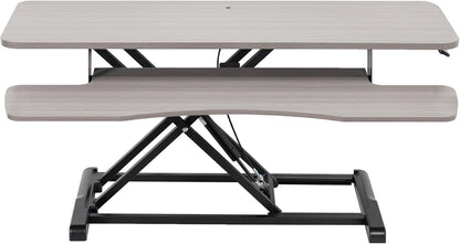 VIVO 36 inch Desk Converter, K Series, Height Adjustable Sit to Stand Riser, Dual Monitor and Laptop Workstation with Wide Keyboard Tray, Gray Top, Black Frame, DESK-V036KG