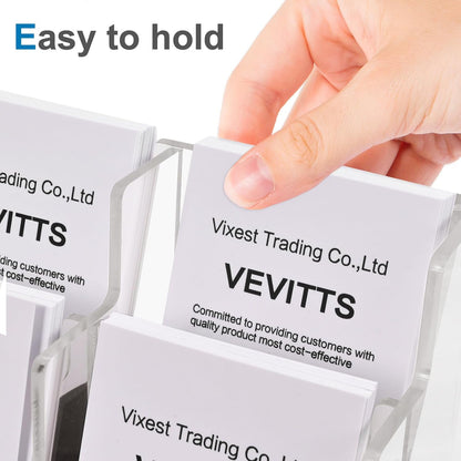 Vertical Business Card Holder, Acrylic Business Card Display, Clear Desktop Business Card Stand for Exhibition, Home & Office Clear 3 Tiers 12 Slots