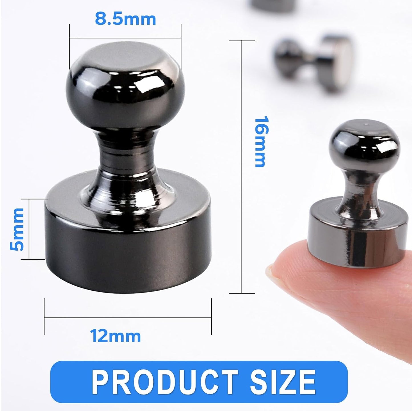 30 Pack Strong Fridge Magnets Refrigerator Magnets for Whiteboard Small Magnets Push Pin Tiny Magnetic Neodymium for Office Classroom Kitchen Home Black