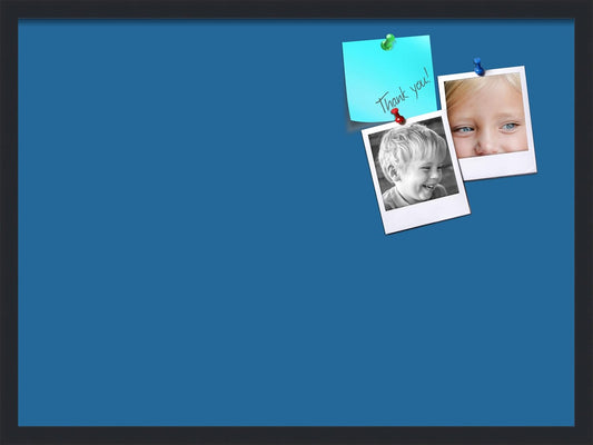 PinPix 30x22 Inch Cork Bulletin Board. This Decorative Framed Pin Board Comes with Navy Pastel Design and a Satin Black Frame. Ideal for Home Office Decor or Message Board (PinPix-1811)