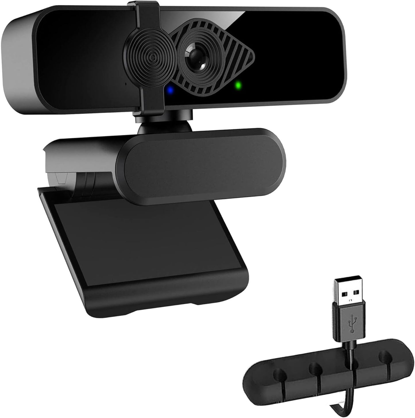 2K Webcam for PC, 85° View USB Computer Camera, with Noise Canceling Microphone & Privacy Cover, HD Web Cameras for Desktop Laptop Monitor Mac Streaming, Video Calling Webcams, 1pc cable organizer