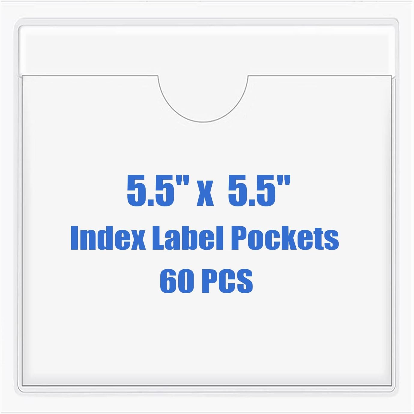 Origin-Joy 60 PCS Self Adhesive Index Card Pockets with Top Open, Clear Plastic Label Holder for Cards of Note, Library and Business, Adhesive Label Pockets & Card Holder (5.5 x 5.5 inch)
