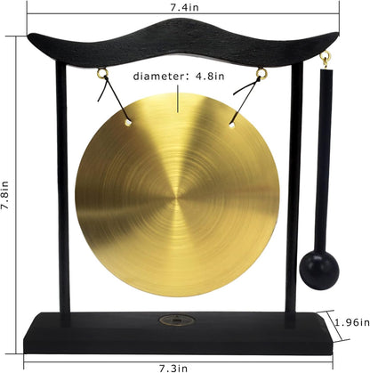 Feng Shui Brass Gong Desktop Zen Art for Fortune + Free Red String Bracelet H1301