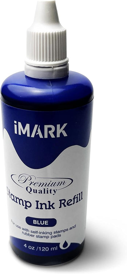 Premium Refill Ink for Self-Inking Stamps, Daters and Stamp Pads (4 oz, Blue)