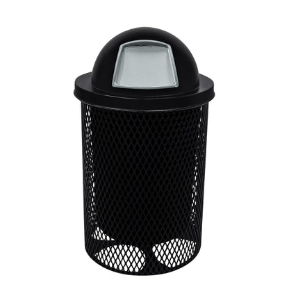 RDT-BLK Heavy Duty 32 Gallon Round Trash Receptacle, Liner Included, Black with Dome Lid, Made in America