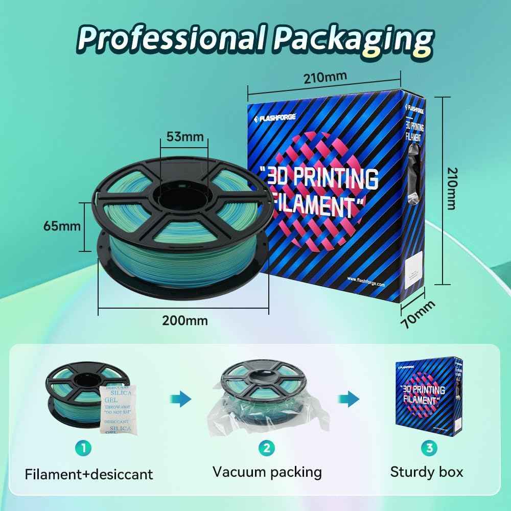 FLASHFORGE Rapid PLA Gradient Filament 1.75mm Yellow & Blue, Transform Colors Smoothly & Fast, High Flow Speedy 3D Printer Filament, Experience Exceptional Performance with 500mm/s Fast Printing