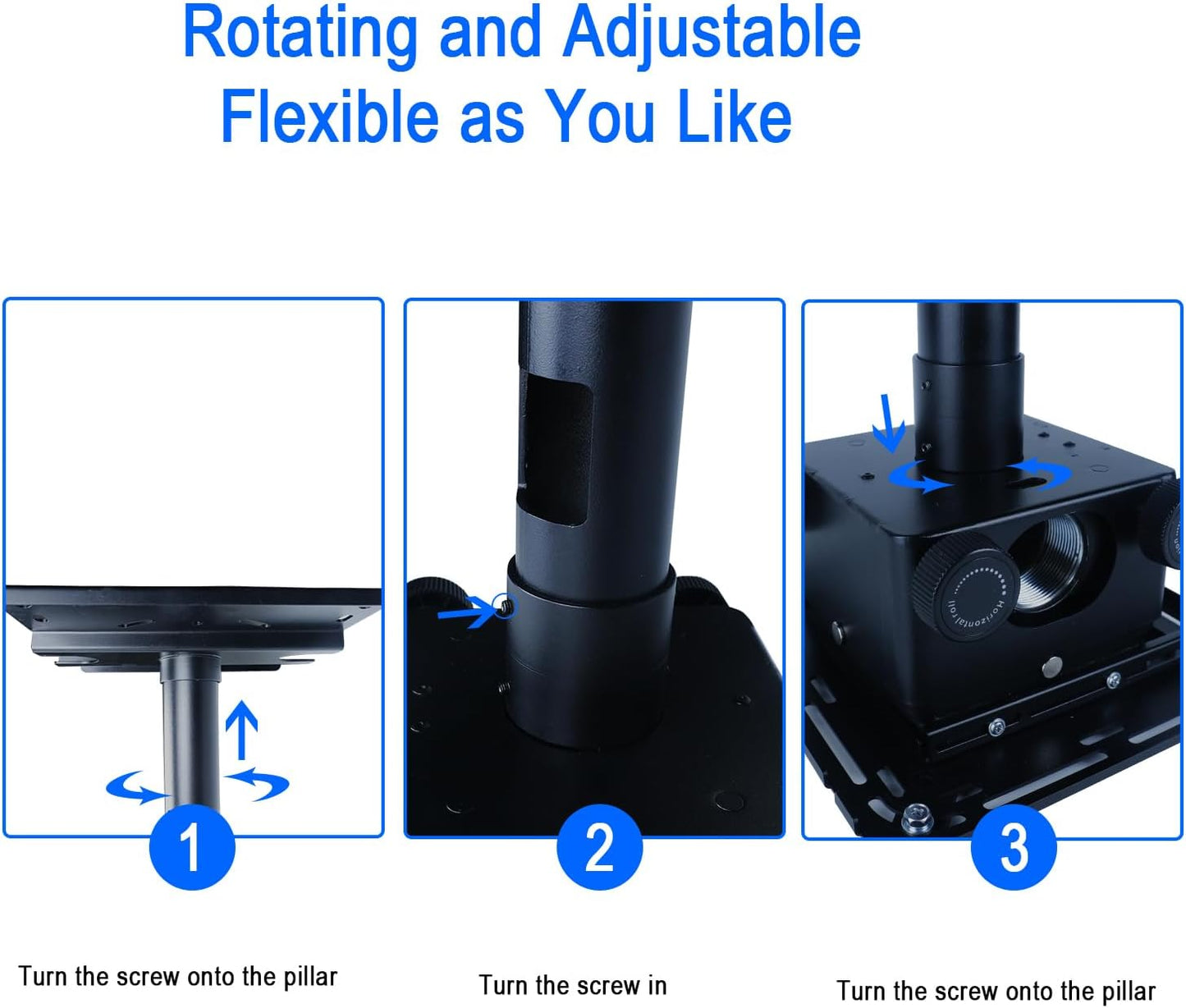 Universal Projector Wall Hanger for Meeting Rooms,Telescopic Arm Mount Projector Holder Black for Home Office Movie Theater Stage,Adjustable Height 50kg Load Capacity HT30-BLK