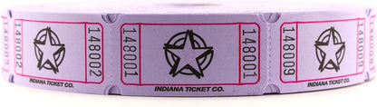 INDIANA TICKET CO. Purple Star Roll Tickets – 2000 Per Roll – Single Roll – 1" x 2" Paper Tickets for Events, Carnivals, Raffles, Admissions, Games, Fundraisers