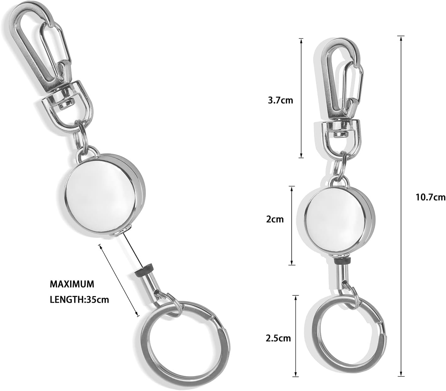 bolimoss 3 Pack Retractable Keychain, Retractable Badge Holder, Badge Reel for Id Card Holders, Id Card Holder （Silver,Rose Gold,Gold