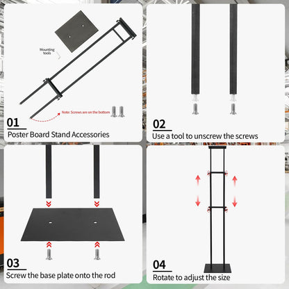 Poster Board Stand for Display, Sign Holder Stand with Heavy Duty Pedestal Poster Stand, Adjustable Banner Stand, Height Up to 80 inch, Double-Sided Foam Board Stand for Business Advertising (1 Pack)