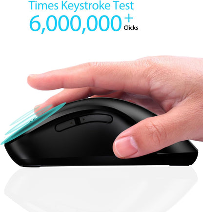 memzuoix 2.4G Wireless Mouse, 1400 DPI Computer Mice with USB Receiver, Portable Wireless USB Battery Powered Cordless Mouse for Laptop, PC, Desktop, 5 Buttons (Matte Black)