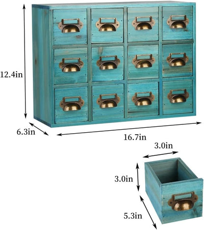 Apothecary Drawers Apothecary Cabinet with Drawers Card Catalog Cabinet Wooden Card Catalog Wooden Storage Box for Desktop Organizer (Blue12)
