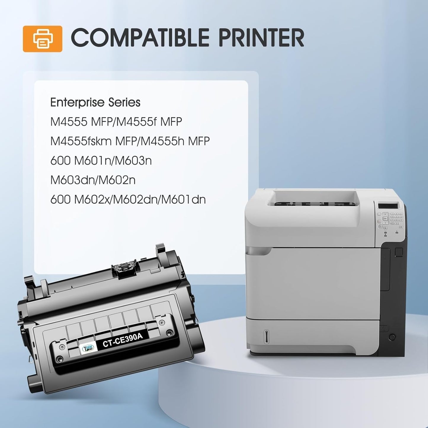 CE390A 90A Black Toner Cartridge 2 Pack Compatible Replacement for HP 90A CE390A 90X CE390X for HP Laserjet Enterprise 600 M601 M602 M603 M4555 MFP M602x M602n M603dn Printer Ink