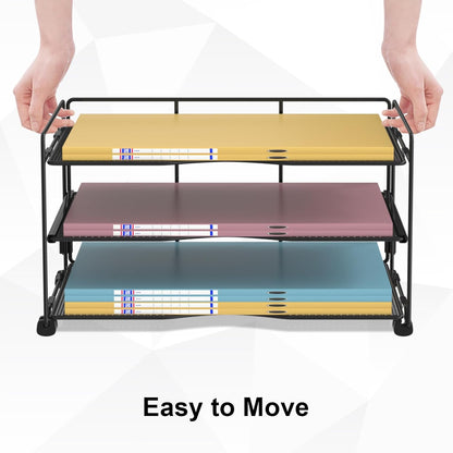 Office Organization - 3 Tier Paper Organizer Letter Tray - Mesh Desk File Organizer - Paper Sorter Desk Stand for Letter/A4 Office File Folder Holder - Black