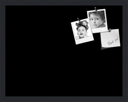 PinPix 22x17 Inch Cork Bulletin Board. This Decorative Framed Pin Board Comes with Solid Black Design and a Satin Black Frame. Ideal for Home Office Decor or Message Board (PinPix-622)