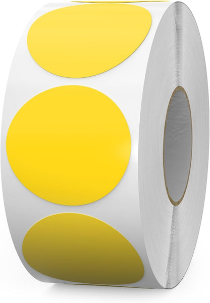 1000 PCS Yellow Dots Stickers 1.5 Inch Vinyl Color Coding Round Sticker Removable Writable Circle Labels Roll for Inventory Office Classroom