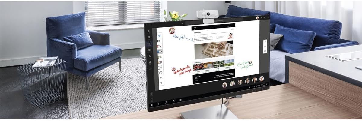 Lenovo HD 1080p Webcam (300 FHD) - Monitor Camera with 95° Wide Angle, 360° Rotation Pan & Tilt, Dual Microphones – Attachable Desktop Cam with Privacy Shutter for Remote Work, Streaming & Gaming