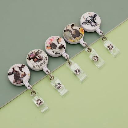 15 Pack Turtle Pig Cow Print Badge Reels Retractable Badge Holders,Id Badge Holder Retractable Clip, Funy Badge Reel Cute Badge Reel,Nursing Student Must Haves Perfect for School Office Men Women