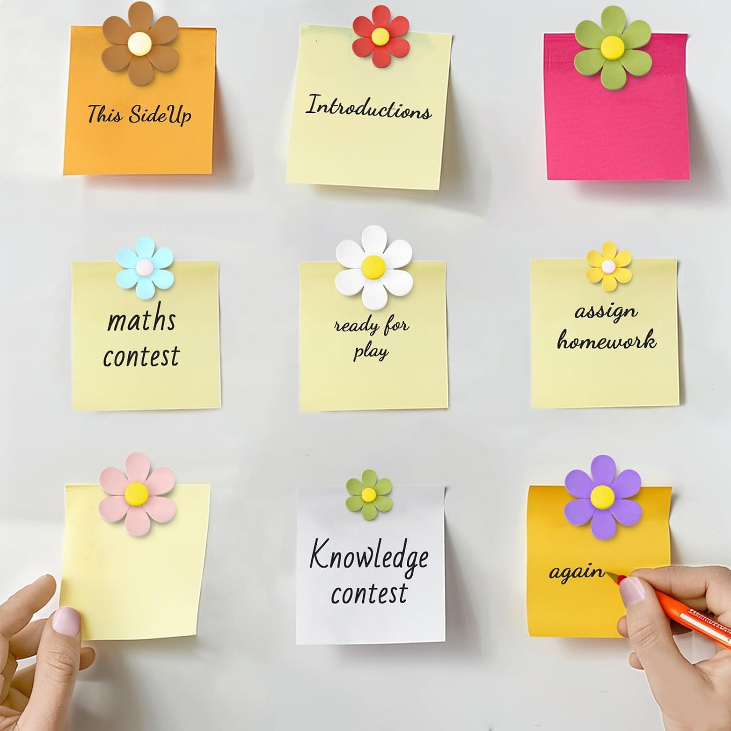 Qualsen Large Flower Magnets for Whiteboard & Fridge – 12 Pcs Cute 3D Decorative Refrigerator Magnets for Locker, Kitchen, Office（34mm）