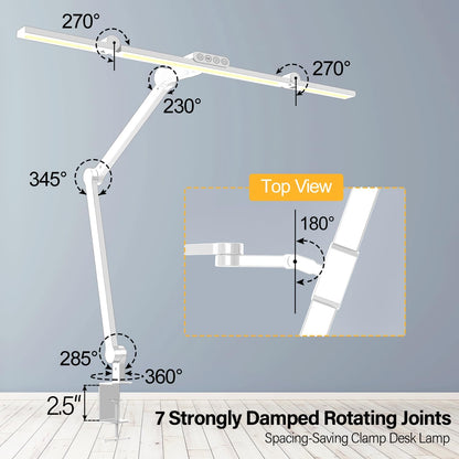 Micomlan Architect Desk Lamp with Clamp, Led Desk Lamp for Home Office with Remote Control, 24W Bright Dimmable Computer Light with Atmosphere Lighting Adjustable Table Light(Remote)
