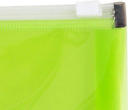 JAM PAPER Plastic Envelopes with Zip Closure - Letter Booklet - 9 3/4 x 13 - Lime Green - 12/Pack