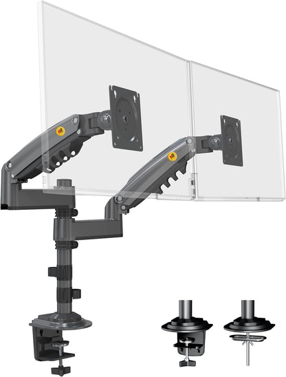 NB North Bayou Dual Monitor Desk Mount Stand Full Motion Swivel Computer Monitor Arm Fits 2 Screens up to 27'' with Load Capacity 4.4~19.8lbs for Each Monitor H180-G