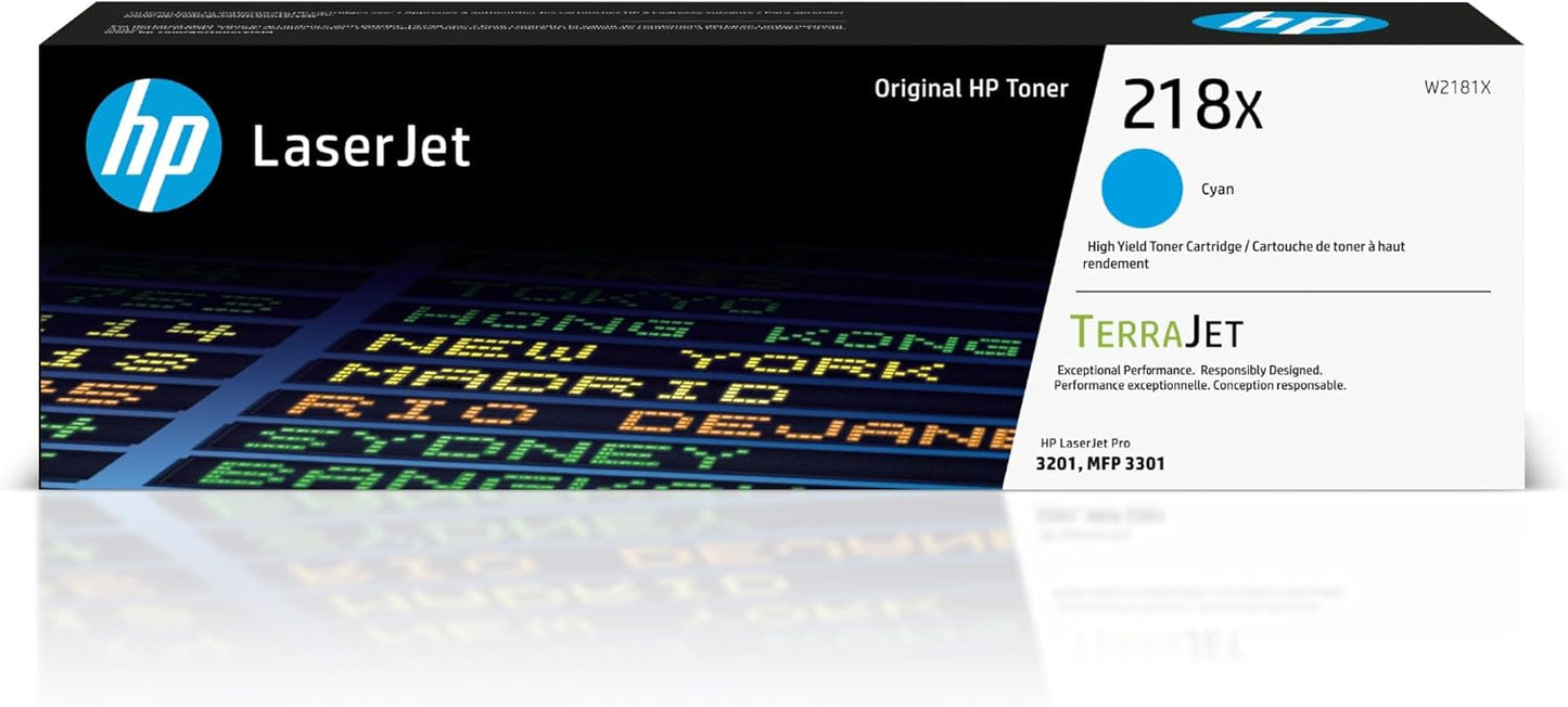 HP 218X Cyan High-Yield Toner Cartridge | Works with Color Laserjet Pro 3201, MFP 3301 Series | W2181X