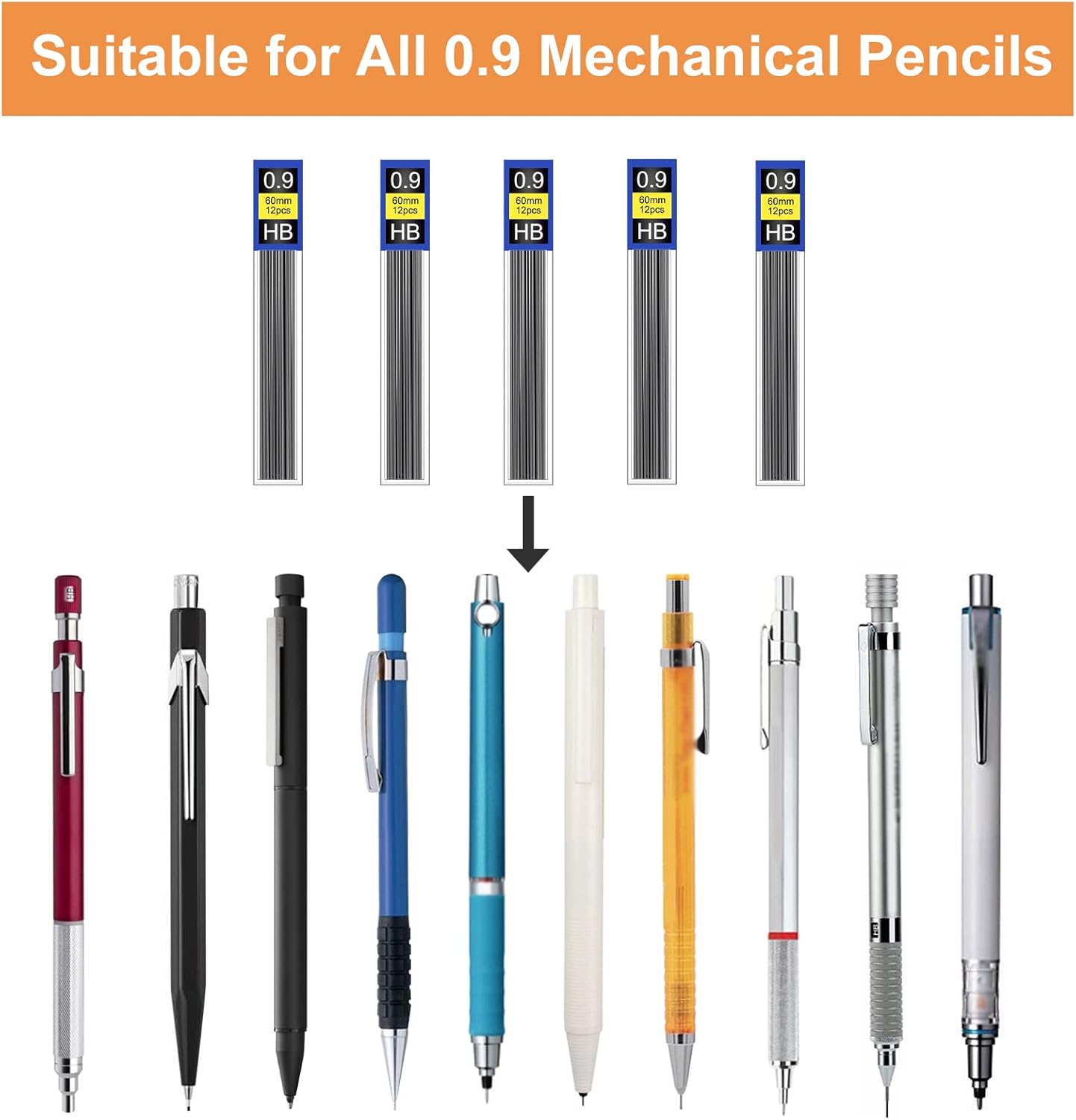 Morepack 720 Pieces 0.9 mm Lead Refills for Mechanical Pencils,0.9 mm HB, Smooth Break Resistant Mechanical Pencil Lead