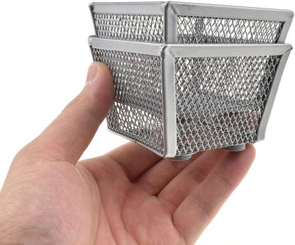 HAHIYO Stackable Paper Clip Mesh Holder cup 2.2" Height 2 Pack Silver Sturdy PaperClip Holder Container for Desk Drawer Organizer Collection for Home Office School Soft Foam Feet No Sharp Edges