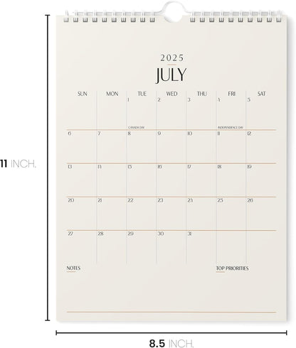 Karto Wall Calendar 2025 - Vertical 8.5x11 inch Runs Until June 2026 - Boost Your Productivity and Easy Planning with the Aesthetic Monthly Calendar - Beige