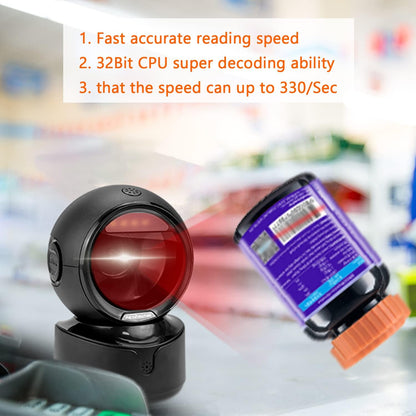 NetumScan Automatic Omnidirectional Desktop Barcode Scanner, Hands-Free USB Wired QR Barcode Reader, 1D 2D Bar Code Image Sensing for Warehouse, Supermarket, Retail Store, Bookstore Pos System