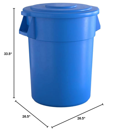 55 Gallon Blue Round Commercial Trash Can with Lid
