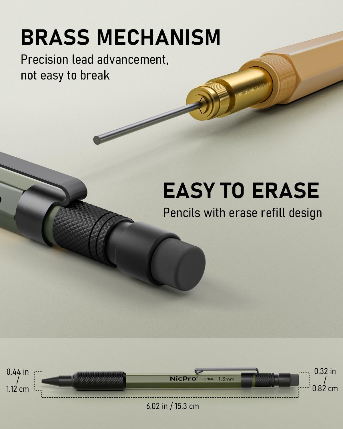 Nicpro 21PCS 1.3 mm Mechanical Pencil Set in Leather Bag with 138 Lead Refill Black & Colors, Erasers- Weatherproof Metal Heavy Duty Carpenter Pencil for Outdoor Drafting Marking Drawing Woodworking