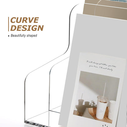 3 Slots Acrylic Magazine Holder, Desktop File Sorter Organizer Rack Bookshelf, Workspace Sorters Office Desk Accessories Organization Storage Stand, Clear