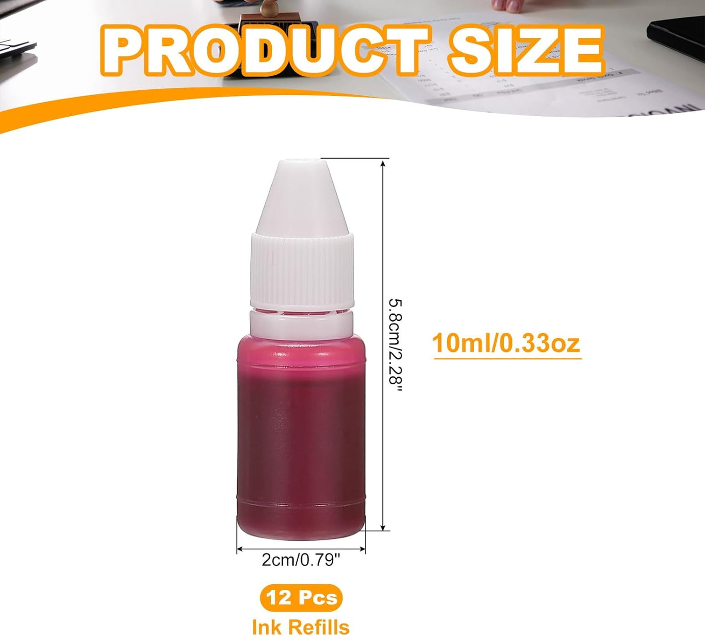 PATIKIL 0.33oz Refill Ink for Stamps and Ink Pads, 12Pcs 10ml Stamp Pad Ink Refill for Office Stamp Self Inking Stamp Date Stamp Scrapbooking, Rose Red