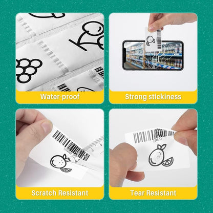 Phomemo 3 Rolls M110/M220/M110/M108/M250/M120/M150/M260/M221/M200 Thermal Label Paper 1.57'' x 2.36'' (40x60mm), Square Self-Adhesive Barcode&Address Label,130 Pcs/Roll, Black on White