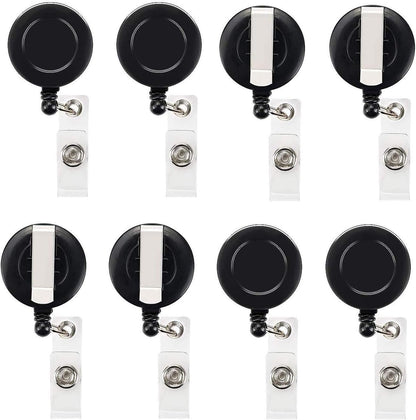 JANYUN 10 Pcs Retractable Badge Reel, Black ID Badge Holder Retractable Clip for Nurse Doctor Teachers Students Office Workers Hanging ID Card Name Key Chain