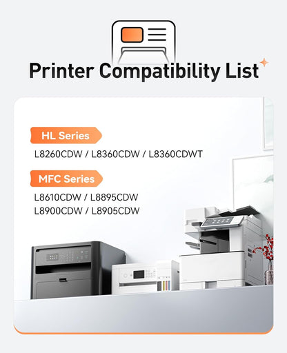 TN433 Toner Cartridge 4-Pack Compatible Replacement for Brother TN-433 TN431 TN436 MFC-L8900CDW MFC-L8690CDW HL-L8360CDW HL-L8260CDW MFC-L8610CDW MFC-L8905CDW MFC-L9570CDW HL-L8360CDWT Printer Set Ink