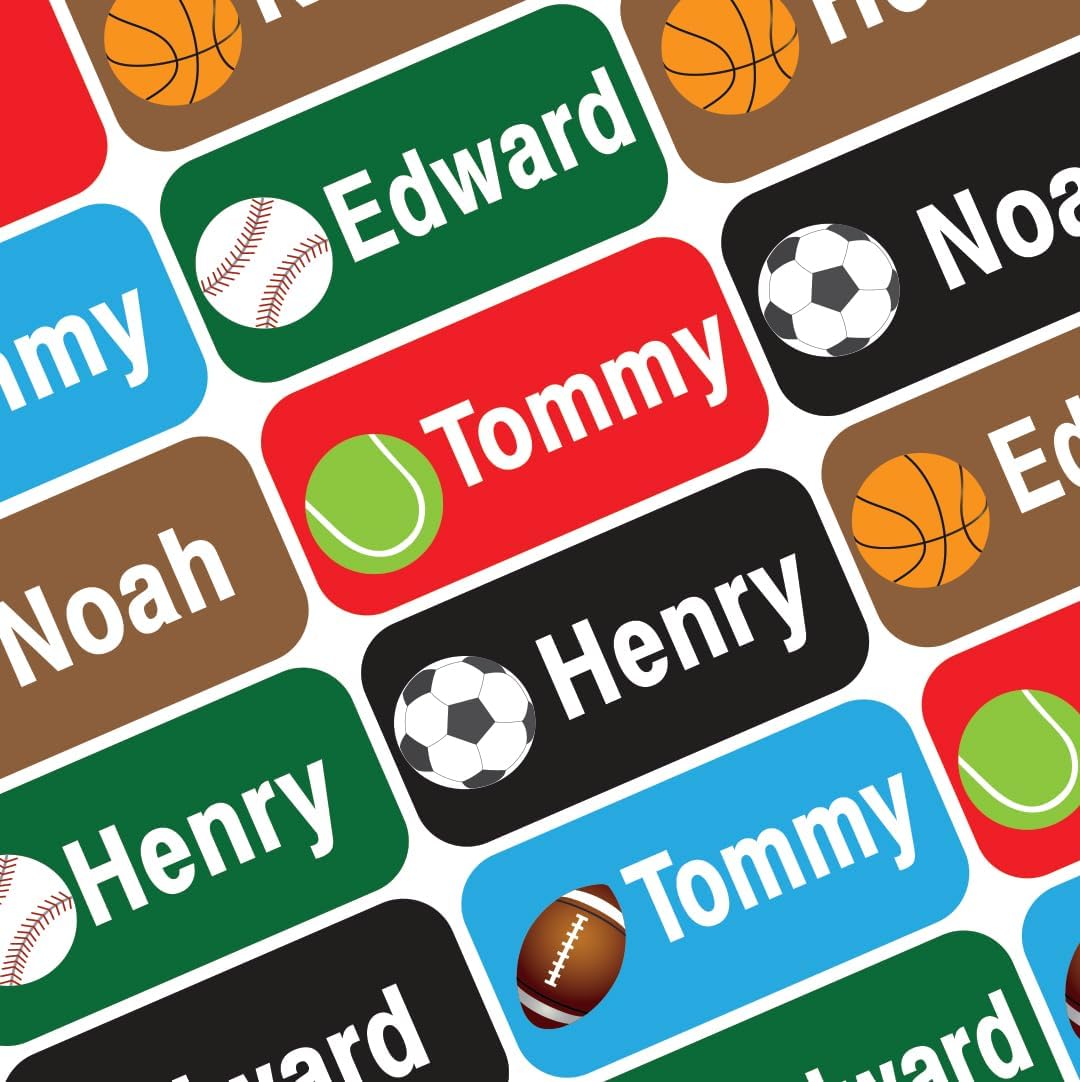 Personalized Waterproof Name Labels Press and Stick Custom Name Stick on Clothing Labels. Customized Up to 3 Lines Great for Camp & Daycare (Sports)