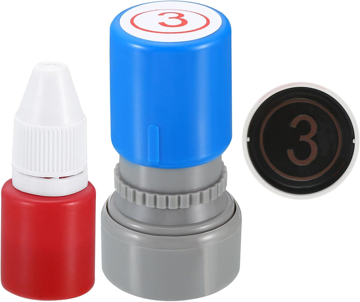 PATIKIL Number Stamps Self Inking, Numeral 3 Number Stamp Teacher Stamp Initial Stamp Ink Stamp for Class Notebook Scrapbooking DIY Craft Style 2, Red Ink