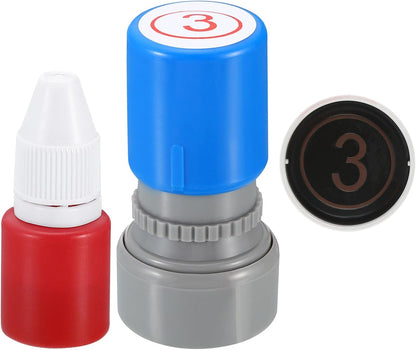 PATIKIL Number Stamps Self Inking, Numeral 3 Number Stamp Teacher Stamp Initial Stamp Ink Stamp for Class Notebook Scrapbooking DIY Craft Style 2, Red Ink