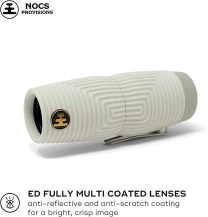 Nocs Provisions Zero Tube 10x25 ED Glass Waterproof Monocular – Rugged, Shockproof, Fogproof Optic for Adults & Kids, Built for Birdwatching, Hunting & Travel - Bone Gray