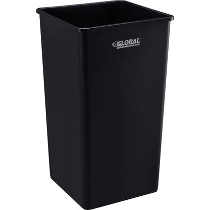 Global Industrial Square Plastic Garbage Can, Open Top, 55 Gallon Capacity, Indoor/Outdoor Rated, 19-1/2"W x 19-1/2"D x 34"H, Utility Trash Can, No Lid, Black