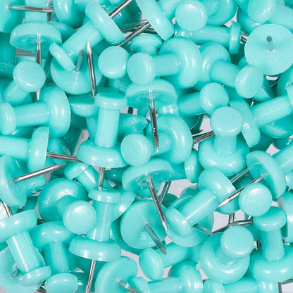 JAM PAPER Colorful Push Pins - Teal Pushpins - 100/Pack