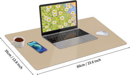 Bloss Beige Desk Mat 23.6" x 13.8", Desk Matt for Desktop, Large Leather Mouse Pad Waterproof, Computer Mat for Office Work/Home/Decor/Protector