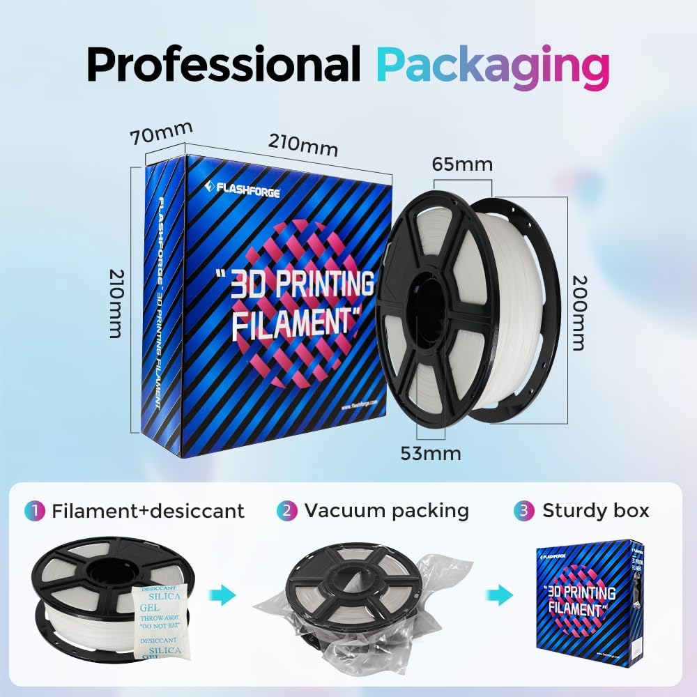 FLASHFORGE Rapid PLA Filament 1.75mm, High Flow Speedy 3D Printer Filament, Experience Exceptional Performance with 500mm/s High-Speed Printing, Neatly Wound & Top-Notch Filament (White)